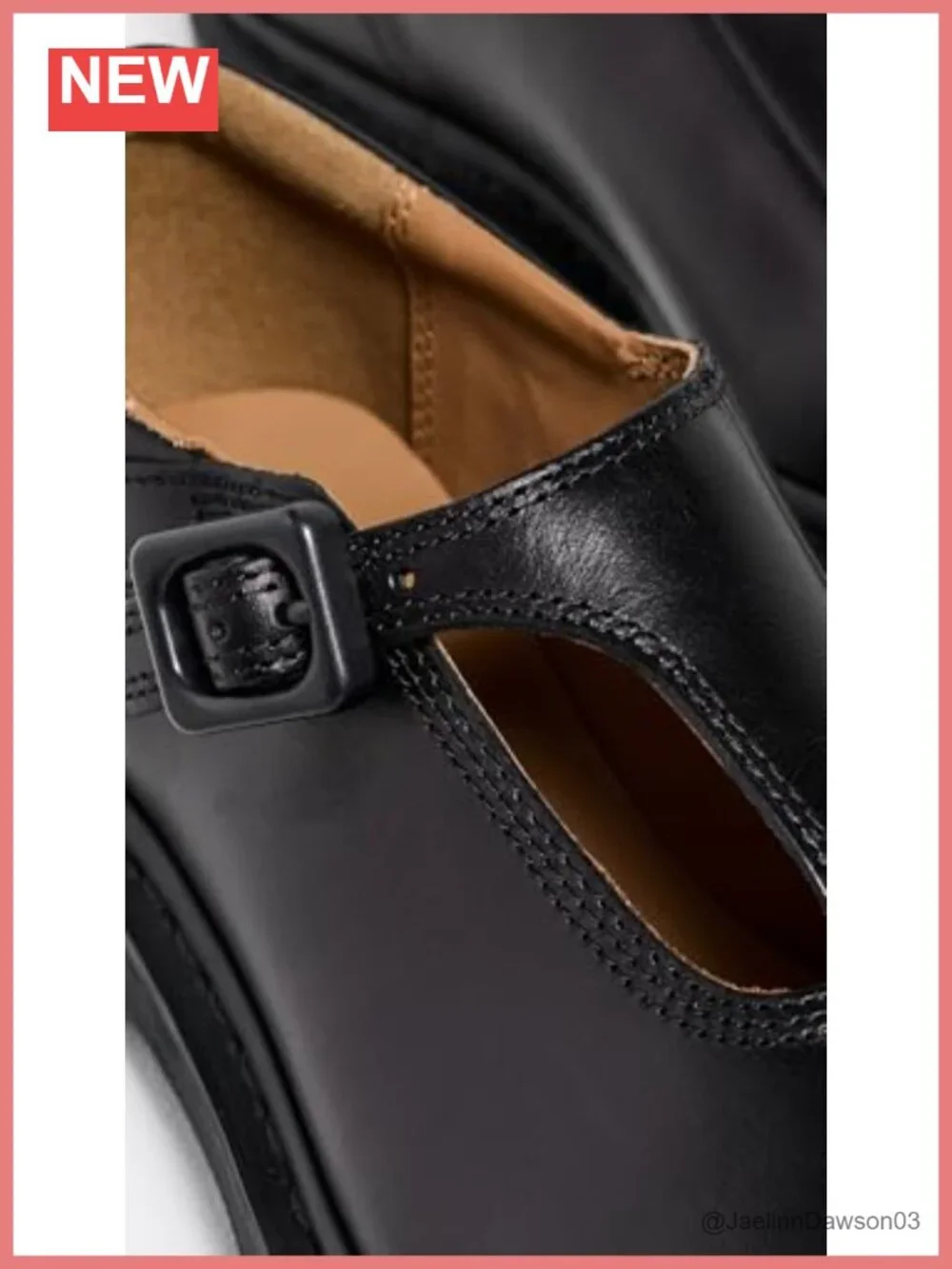 Women's Platform Loafers Leather Round Toe Buckle Strap